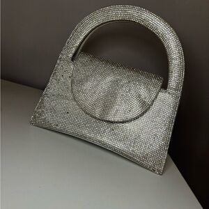 Akira Rhinestone Top Handle Bag – Silver Sparkly Statement Purse